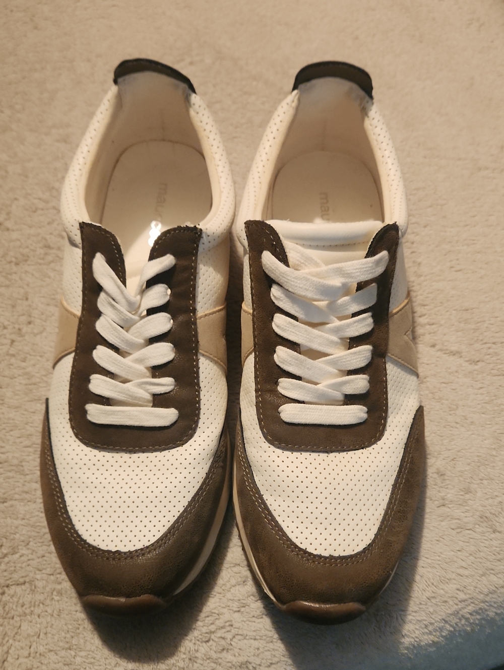 Maurices White and Brown Women's Casual Lace-Up Sneakers